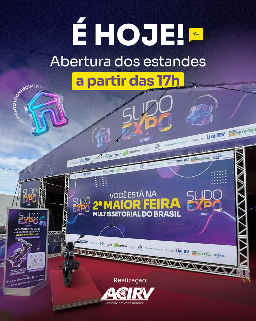 SUDOEXPO 2026 COMEÇA HOJE EM RIO VERDE COM NEGÓCIOS, INOVAÇÃO E PROGRAMAÇÃO PARA TODA A REGIÃO