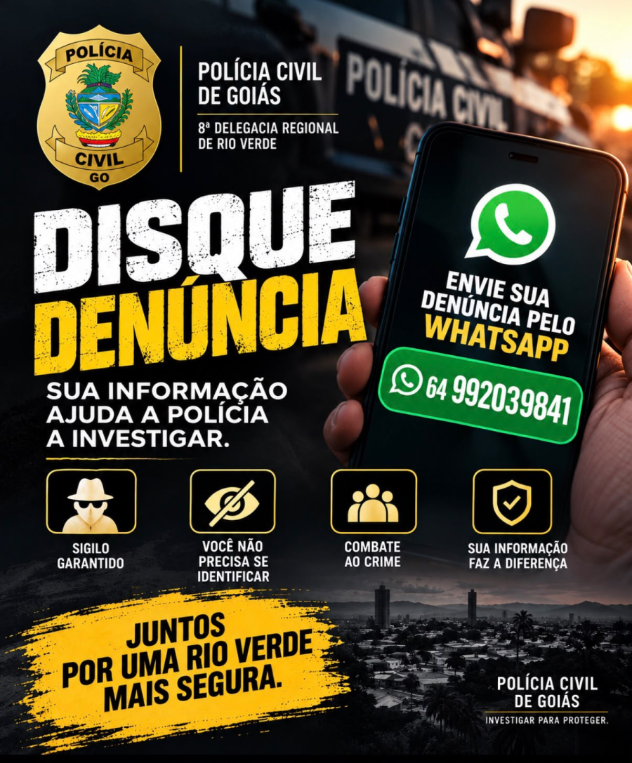POLÍCIA CIVIL REFORÇA CANAL DE DENÚNCIAS EM RIO VERDE