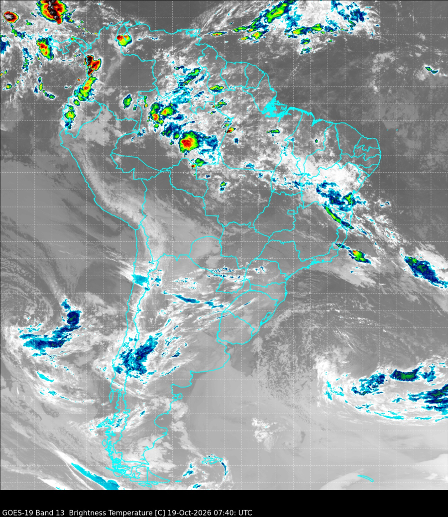 Segunda-feira (19) tem sol com nuvens e risco de pancadas de chuva em Goiás, com alerta para tempestades no Centro-Norte